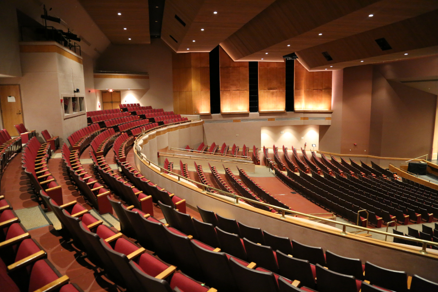 Photo of Margo Jones Hall taken from the second floor seating area
