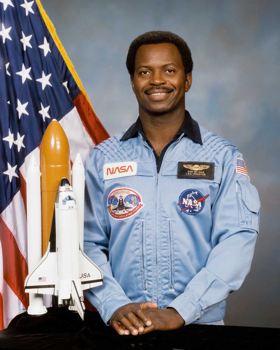 Ronald E. McNair, PhD, in his NASA jumpsuit
