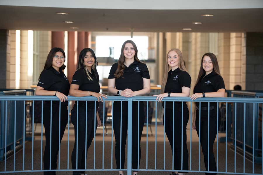 TWU's 2021 all-female team of Texas Woman&rsquo;s University kinesiology seniors in the NASA-sponsored engineering design challenge.