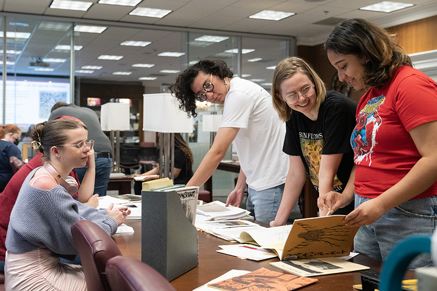 Art History & Visual Culture: Students from Dr. Sara Ishii's class, view items at the TWU Special Collections