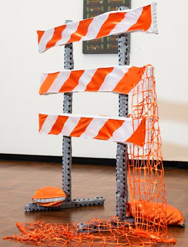 artwork using highway safety equipment