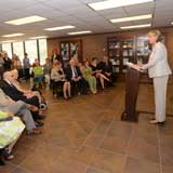 Dr. Feyten addressing the crowd at the dedication ceremony